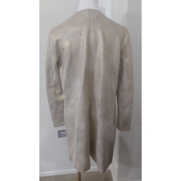 Andrew Marc New York Long Trench Coat Women's XS Long Button Up Gold NWT - Picture 2 of 5